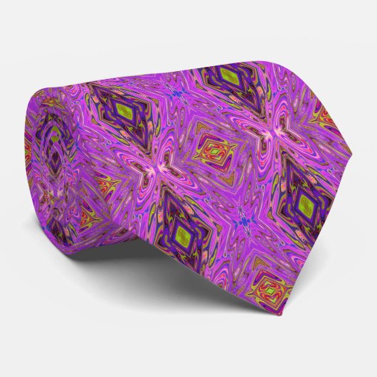 Cravate Motif Abstrait Trippy rose et violet (Roulé)
