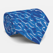 Cravate Motif Abstrait Vagues d'Eau Bleue (Roulé)