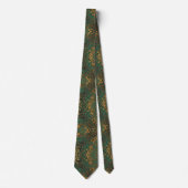 Cravate Motif Abstrait Vert Or (Devant)