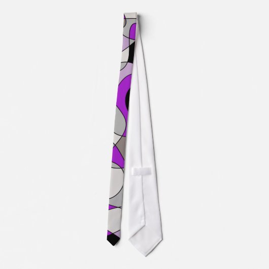 Cravate motif Abstrait - violet. (Dos)