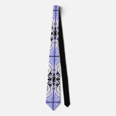 Cravate Motif Abstrait violet blanc (Devant)