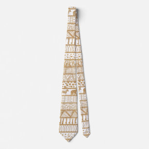 Cravate Motif africain tribal branché White & Gold