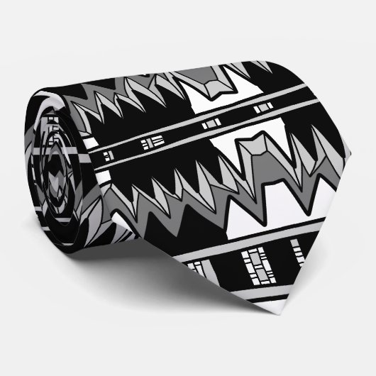 Cravate Motif afrofuturiste gris (Roulé)