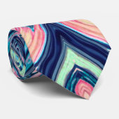 Cravate motif agate corail océanique (Roulé)