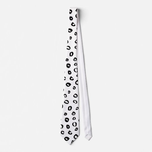 Cravate Motif animal Léopard moderne blanc et noir (Devant)