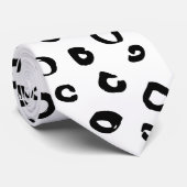 Cravate Motif animal Léopard moderne blanc et noir (Roulé)
