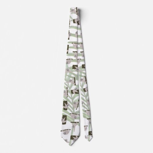 Cravate Motif animal mignon Sloth en forêt sauvage (Devant)