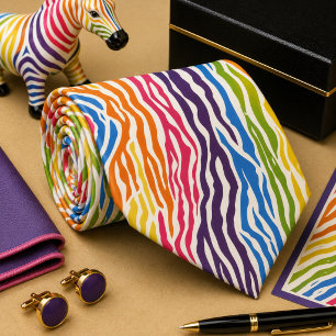 Cravate Motif animal sauvage zèbre coloré
