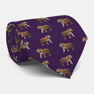 Cravate Motif Animalier Tigre du Bengale Violet