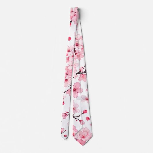 Cravate Motif Anime Style rose cerisier en fleurs (Dos)