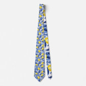 Cravate Motif aquarelle de citron bleu (Devant)