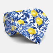 Cravate Motif aquarelle de citron bleu (Roulé)