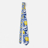 Cravate Motif aquarelle de citron bleu (Dos)
