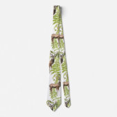 Cravate motif aquarelle transparent avec cerf sur feuille (Devant)
