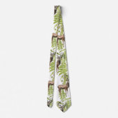 Cravate motif aquarelle transparent avec cerf sur feuille (Dos)