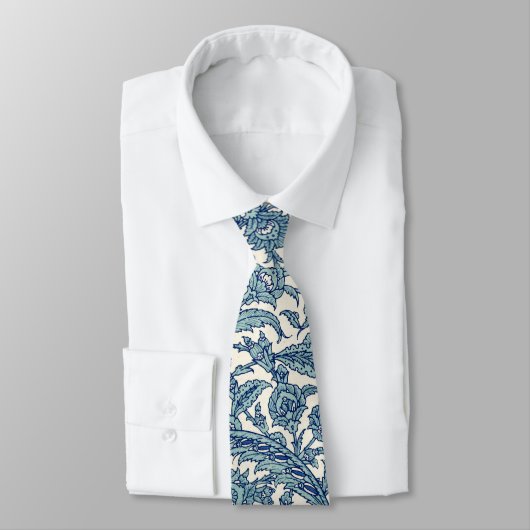 Cravate Motif arabe Floral Orné Bleu (Attaché)