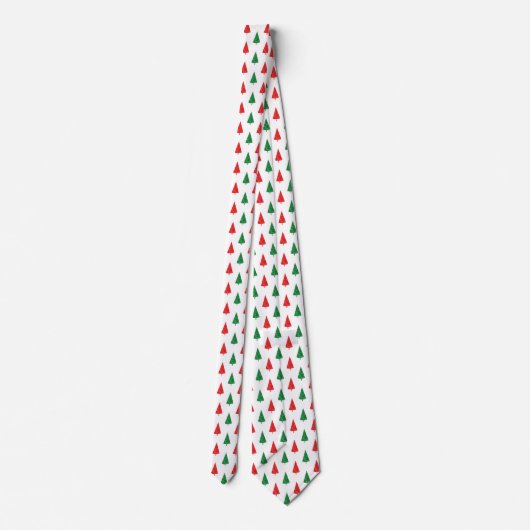 Cravate Motif Arbre d'aquarelles rouge et vert (Dos)