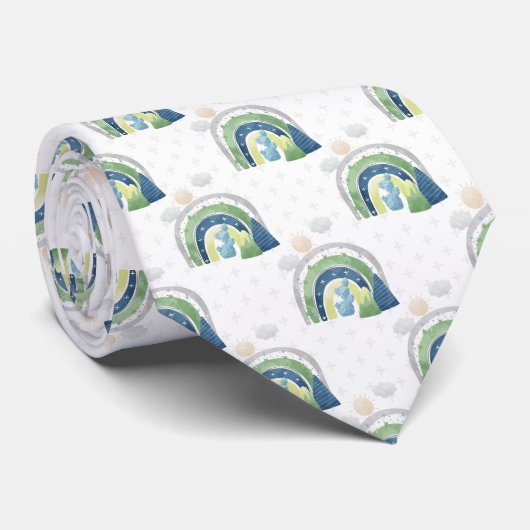 Cravate Motif arc-en-ciel aquarelle (Roulé)