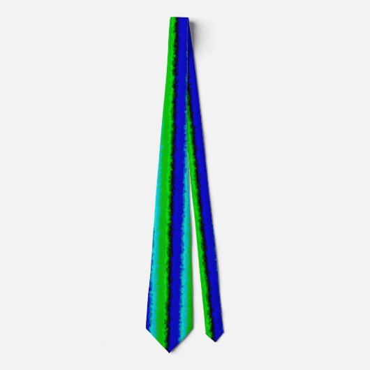 Cravate Motif arc-en-ciel bleu vert abstrait 3D (Devant)