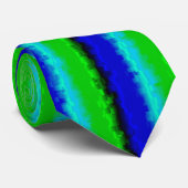Cravate Motif arc-en-ciel bleu vert abstrait 3D (Roulé)