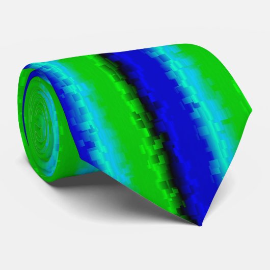 Cravate Motif arc-en-ciel bleu vert abstrait 3D (Roulé)