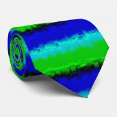 Cravate Motif arc-en-ciel bleu vert abstrait 3D (Roulé)