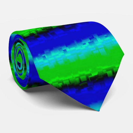 Cravate Motif arc-en-ciel bleu vert abstrait 3D (Roulé)