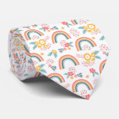 Cravate Motif arc-en-ciel fleuri coloré (Roulé)