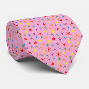 Cravate Motif arc-en-ciel mini étoiles 