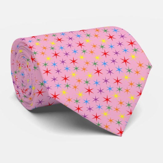 Cravate Motif arc-en-ciel mini étoiles (Roulé)