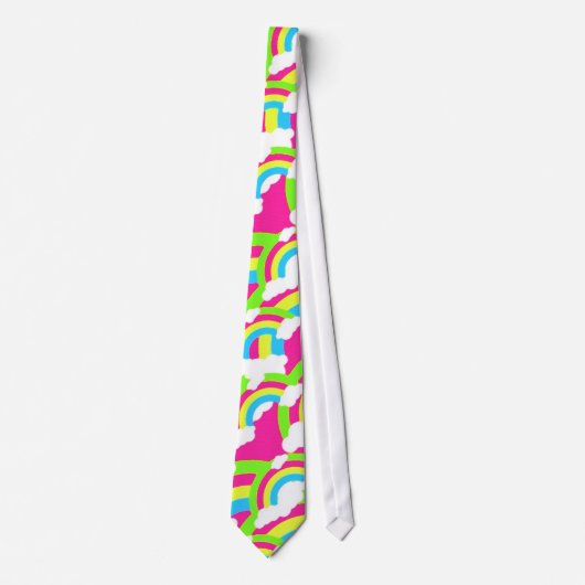Cravate Motif arc-en-ciel rose chaud (Devant)