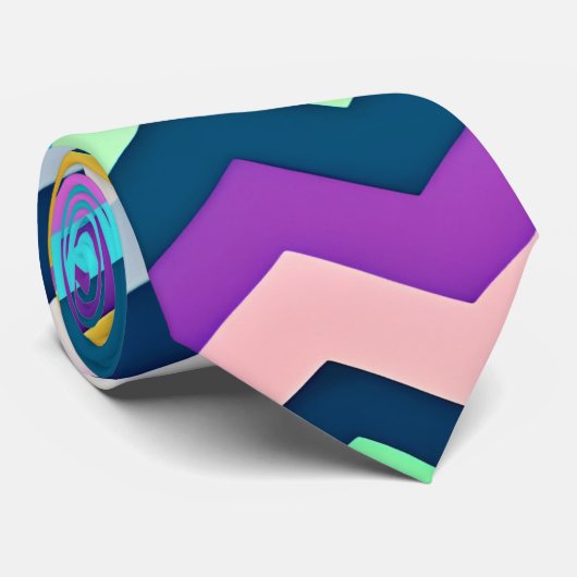 Cravate Motif arc-en-ciel Zig zagging pastel (Roulé)