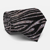 Cravate Motif argenté de rayure de zèbre (parties (Roulé)