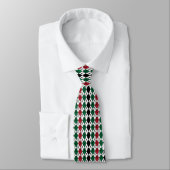 Cravate Motif Argyll Noir Vert Rouge (Attaché)