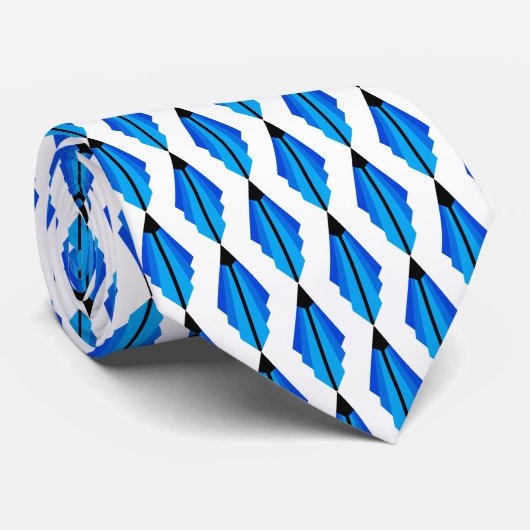 Cravate Motif Art déco 3 en bleu (Roulé)