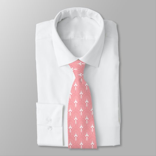 Cravate Motif art déco blanc et rose (Attaché)