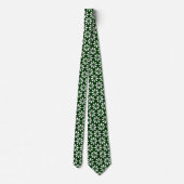 Cravate Motif Art Déco - Blanc sur Vert foncé 003300 (Dos)