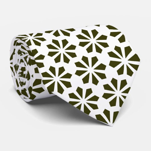 Cravate Motif Art Déco - Blanc Vert pâle (Roulé)