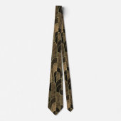 Cravate Motif Art déco Brown et or riche (Devant)