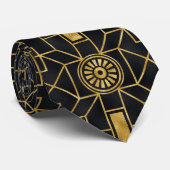Cravate Motif Art déco doré et noir (Roulé)