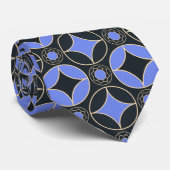 Cravate Motif Art déco en bleu et noir no2 (Roulé)