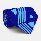 Cravate motif art déco - en bleu foncé (Roulé)