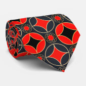 Cravate Motif Art déco en rouge et noir (Roulé)