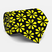 Cravate Motif Art déco - Jaune sur Noir (Roulé)