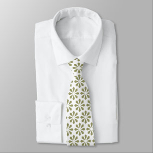 Cravate Motif Art déco - Kaki blanc