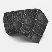 Cravate Motif Art Déco Noir Glamour (Roulé)
