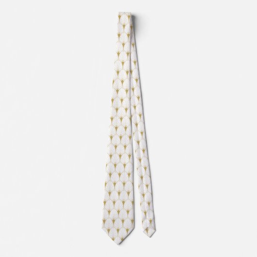 Cravate Motif Art déco or et blanc (Devant)