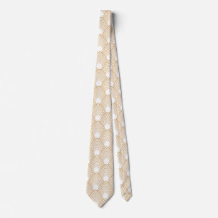 Cravate Motif Art déco or et blanc
