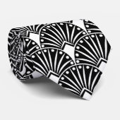 Cravate Motif Art déco Vintage blanc sur noir (Roulé)