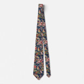 Cravate Motif Art Nouveau vintage de perroquets tropicaux (Devant)